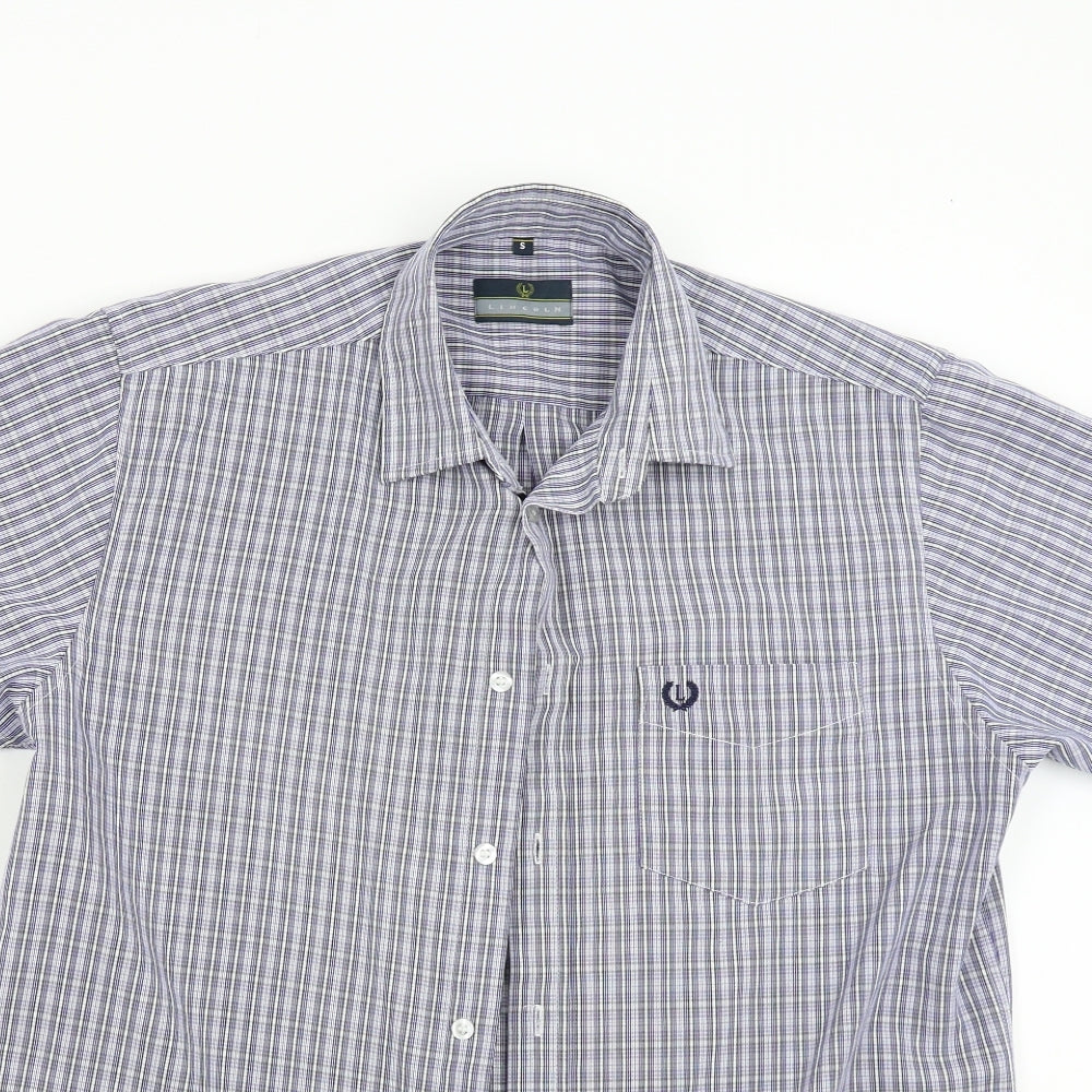 Mens UK Size S Lincoln Blue  Button-Up Short Sleeve Casual Shirt
