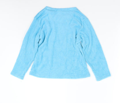 Chill Out Boys Blue Solid Fleece  Pyjama Top Size 8-9 Years  - Lazy Bonez Skull