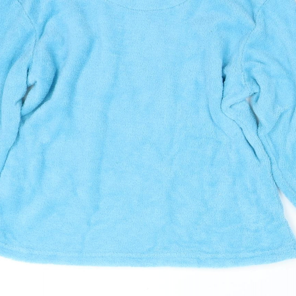 Chill Out Boys Blue Solid Fleece  Pyjama Top Size 8-9 Years  - Lazy Bonez Skull