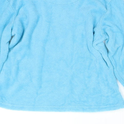 Chill Out Boys Blue Solid Fleece  Pyjama Top Size 8-9 Years  - Lazy Bonez Skull