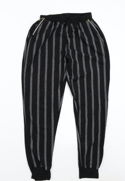 Womens UK Size S Preworn Regular Fit Sweatpants Black Trousers