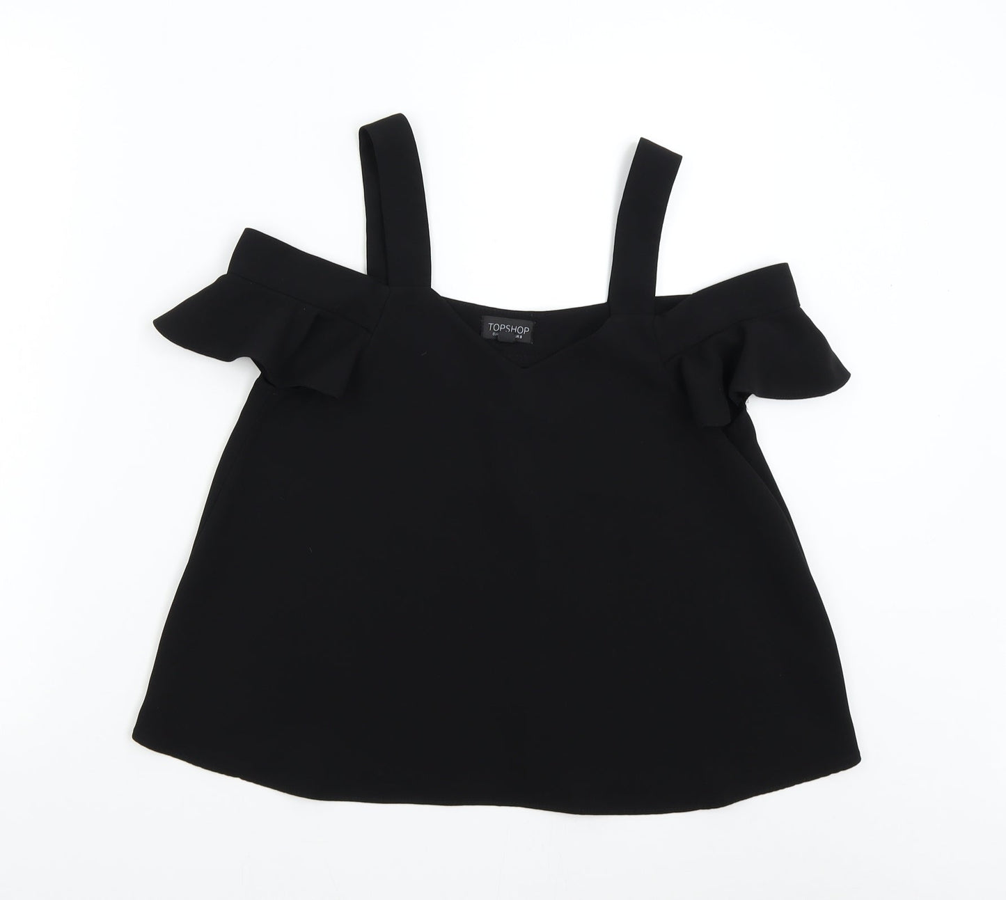 Womens UK Size 8 Topshop Black Basic Blouse
