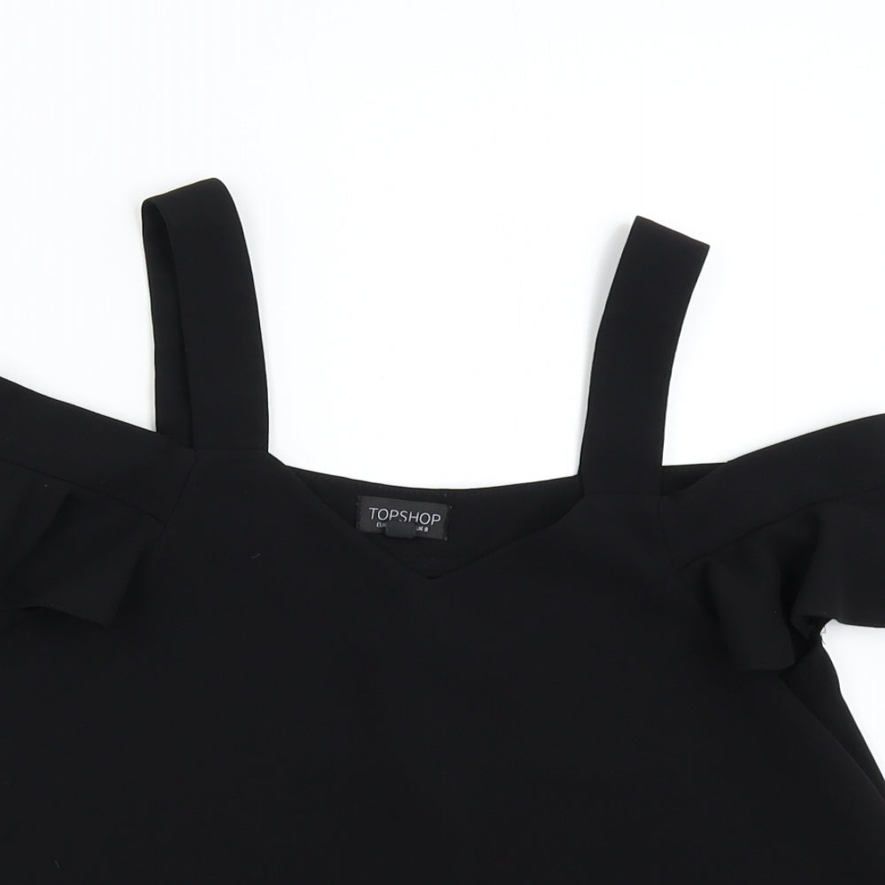 Womens UK Size 8 Topshop Black Basic Blouse