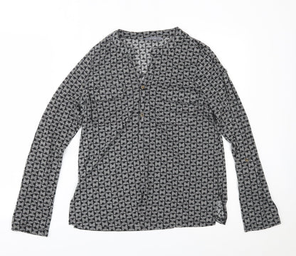 Womens UK Size 12 Principles Black Basic Button-Up