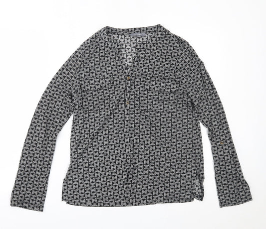 Womens UK Size 12 Principles Black Basic Button-Up