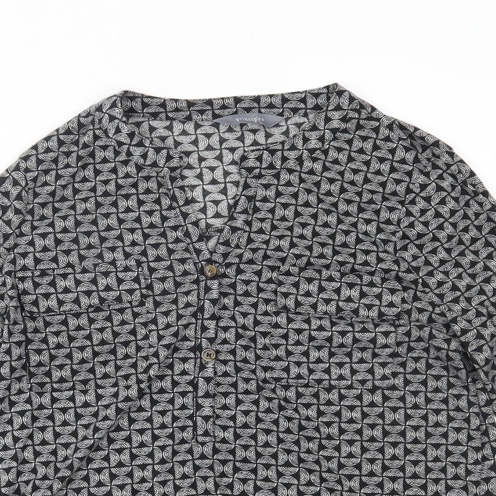 Womens UK Size 12 Principles Black Basic Button-Up