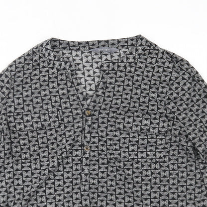 Womens UK Size 12 Principles Black Basic Button-Up