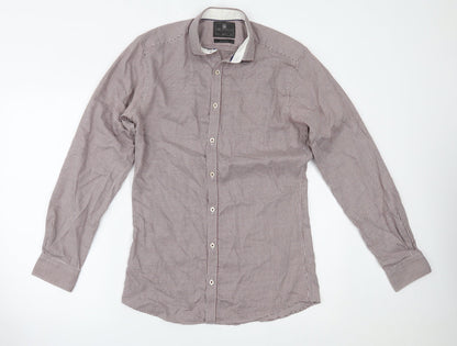Mens UK Size 14.5 Marks and Spencer Red  Button-Up Long Sleeve Casual Shirt