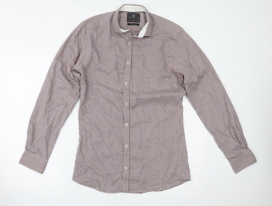 Mens UK Size 14.5 Marks and Spencer Red  Button-Up Long Sleeve Casual Shirt