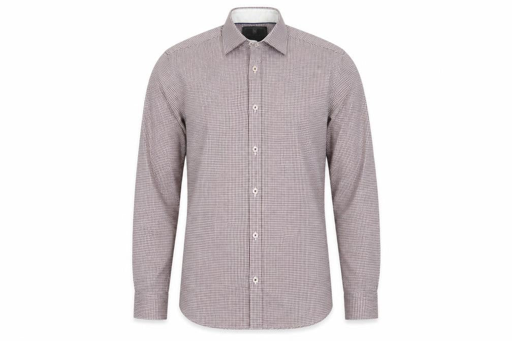 Mens UK Size 14.5 Marks and Spencer Red  Button-Up Long Sleeve Casual Shirt