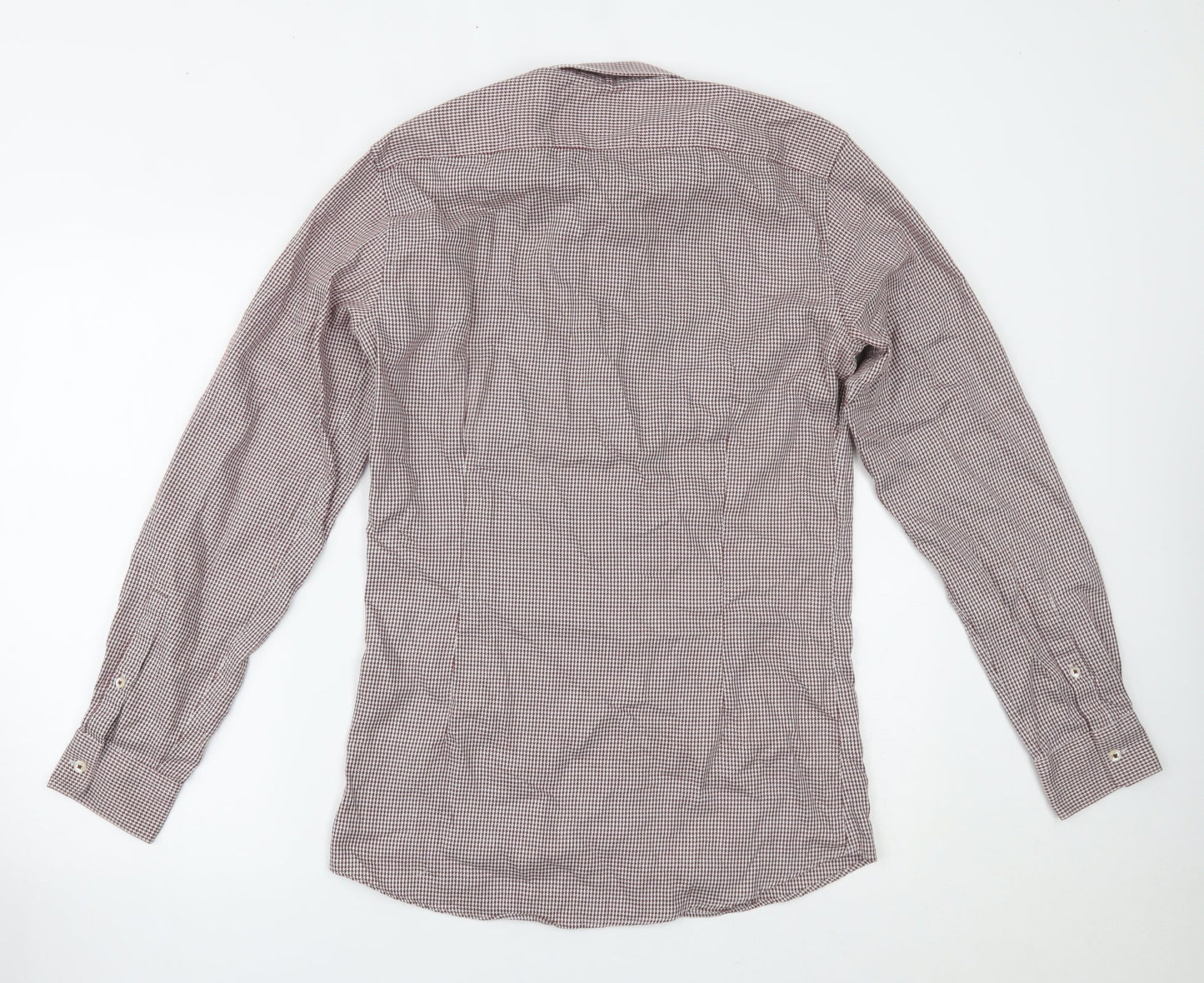 Mens UK Size 14.5 Marks and Spencer Red  Button-Up Long Sleeve Casual Shirt