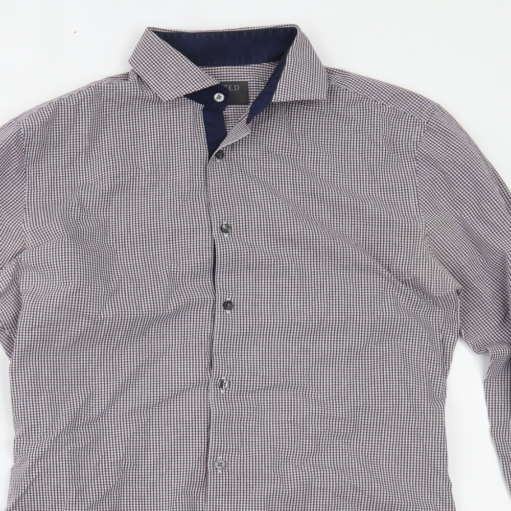 Mens UK Size 14.5 Marks and Spencer Blue  Button-Up Long Sleeve Casual Shirt