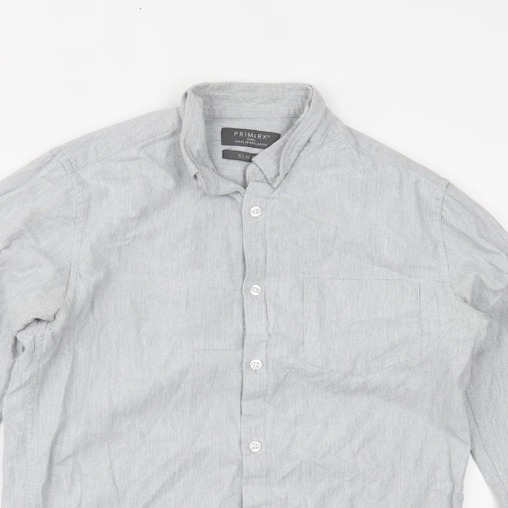 Primark Mens Grey    Button-Up Size S
