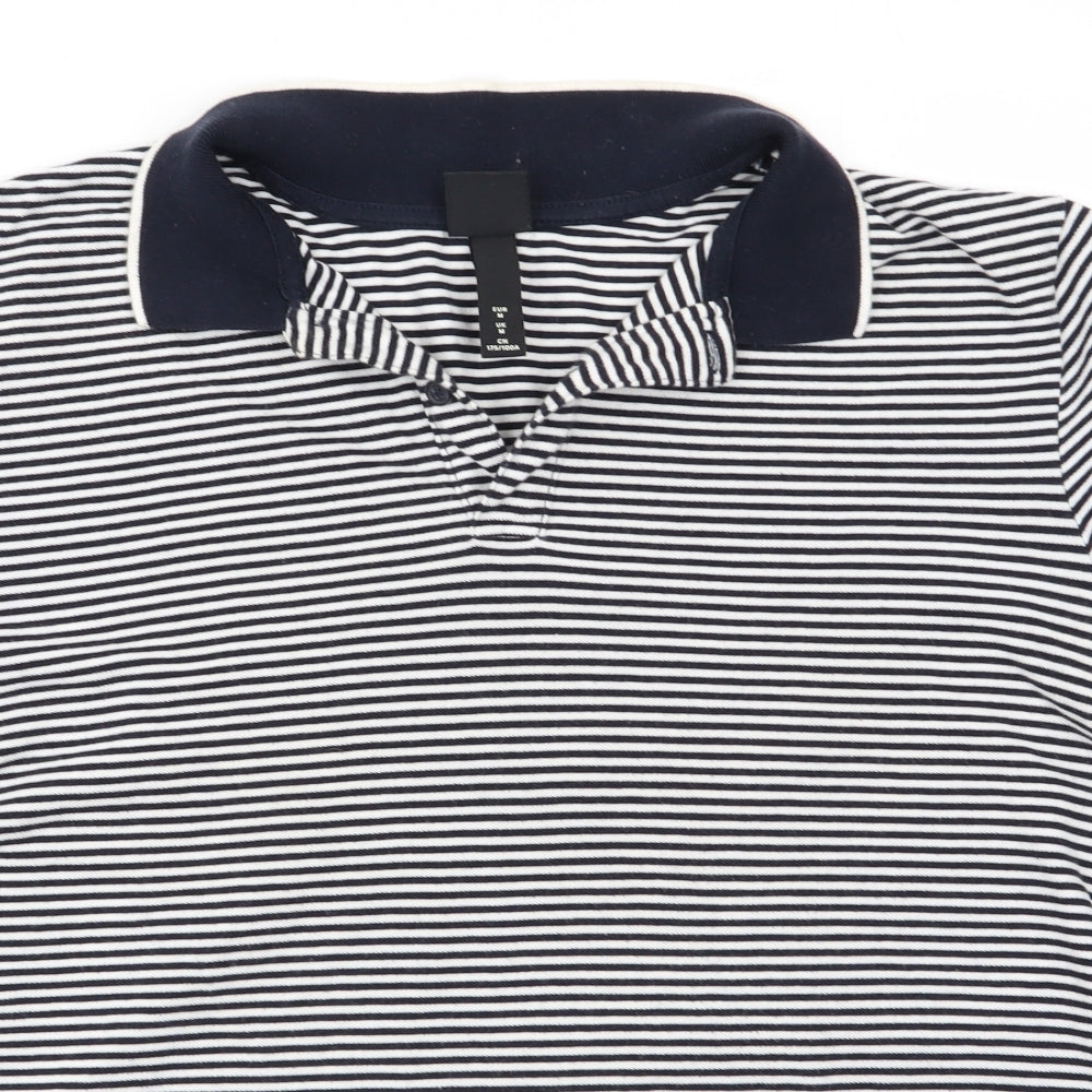 H&M Mens Multicoloured Striped   Polo Size M