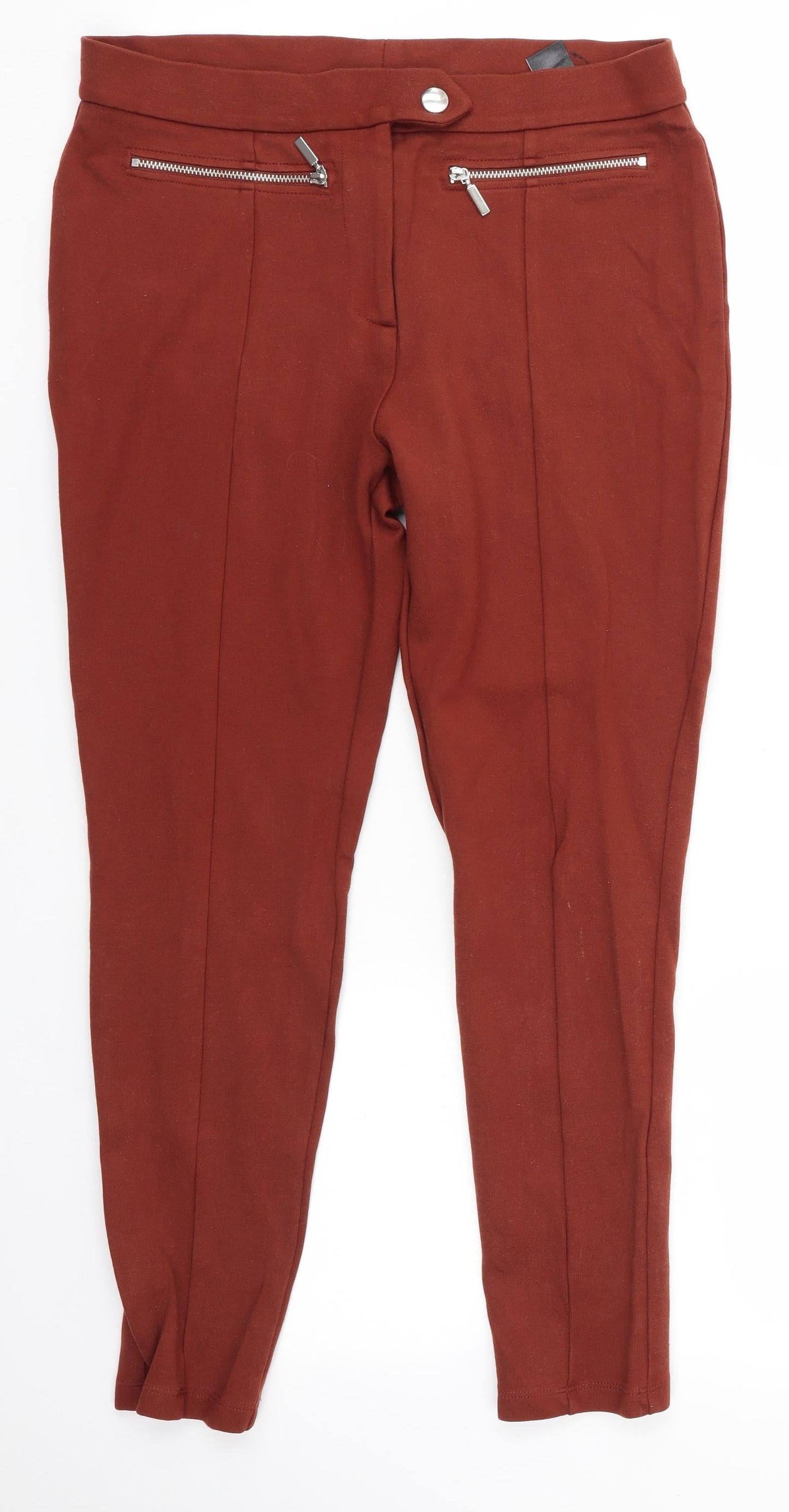Womens UK Size 12 M&S Regular Fit Dress Pants Brown Trousers