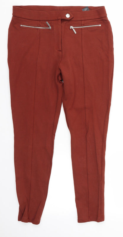 Womens UK Size 12 M&S Regular Fit Dress Pants Brown Trousers