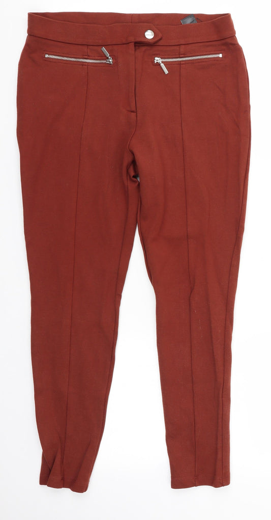 Womens UK Size 12 M&S Regular Fit Dress Pants Brown Trousers