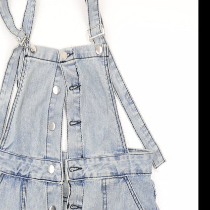 SheIn Womens Blue   Pinafore/Dungaree Dress  Size M