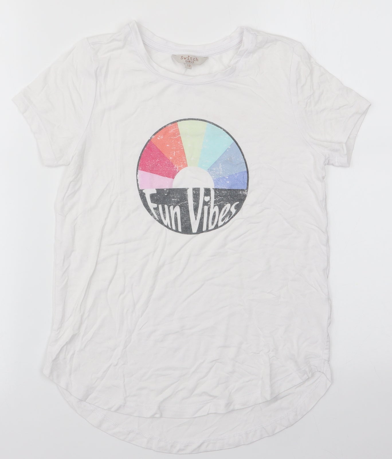 Switch Girls White   Basic T-Shirt Size 10 Years