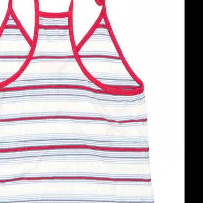 Brand and care label for Universal Thread women’s multicoloured striped camisole blouse, size L