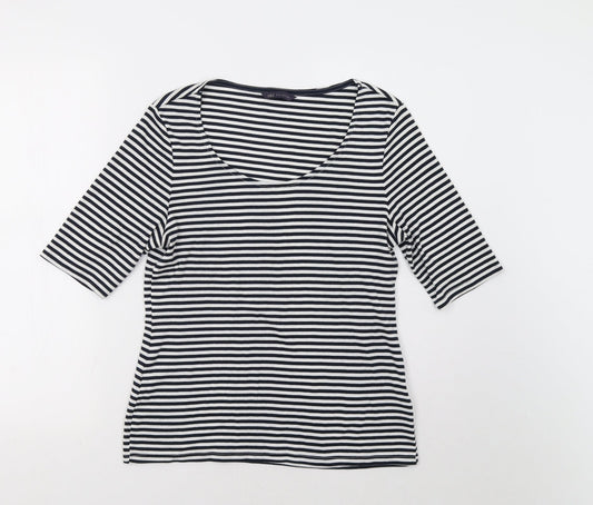 M&S Womens White Striped  Basic T-Shirt Size 14