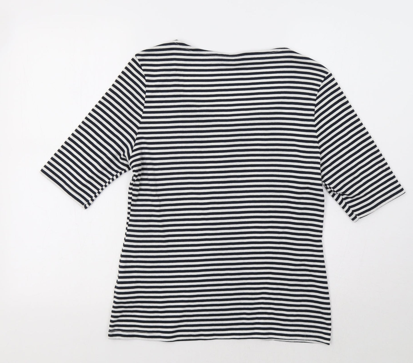 M&S Womens White Striped  Basic T-Shirt Size 14