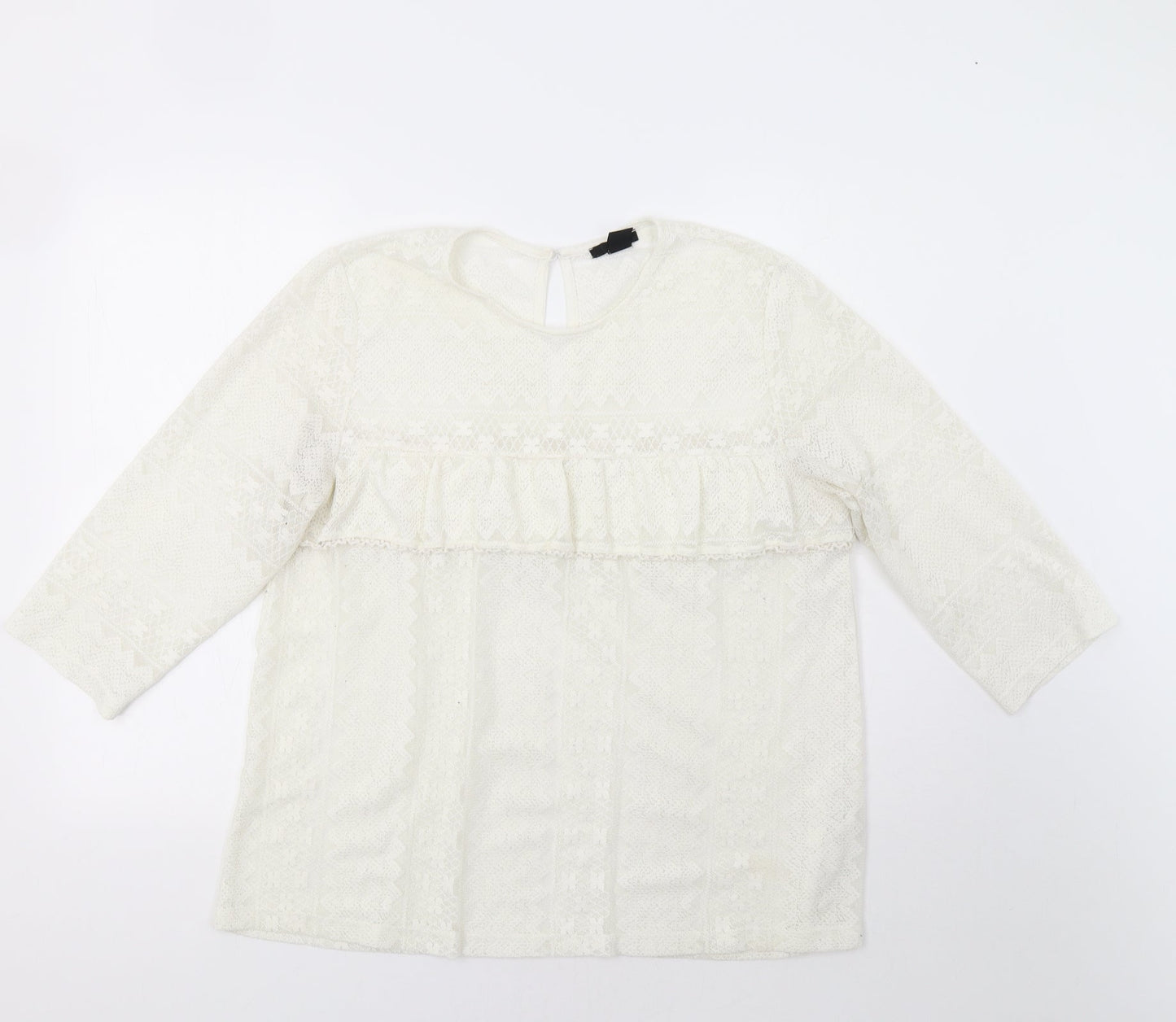 Womens UK Size L H&M Ivory Basic Blouse