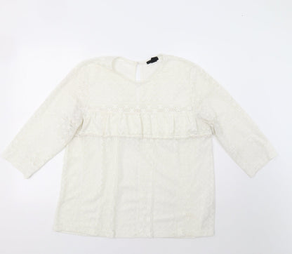Womens UK Size L H&M Ivory Basic Blouse