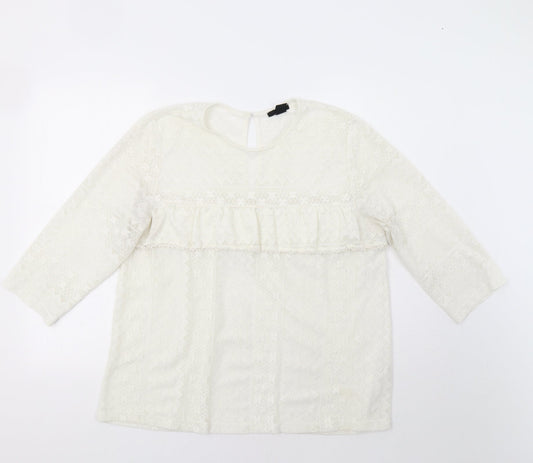 Womens UK Size L H&M Ivory Basic Blouse