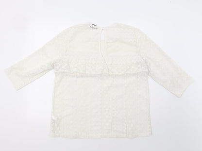 Womens UK Size L H&M Ivory Basic Blouse