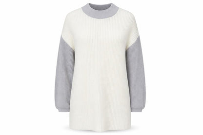 Front view of In the Style women’s white colourblock jumper dress, size UK 8