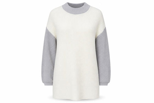 Front view of In the Style women’s white colourblock jumper dress, size UK 8