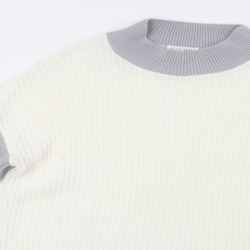 In the Style Womens White Colourblock  Jumper Dress  Size 8