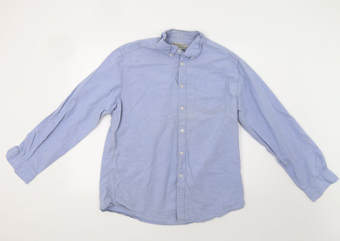 TU Mens Blue    Button-Up Size L