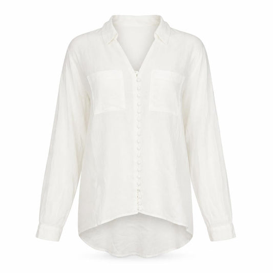 Front view of Somerset women’s white basic button-up, size UK 8
