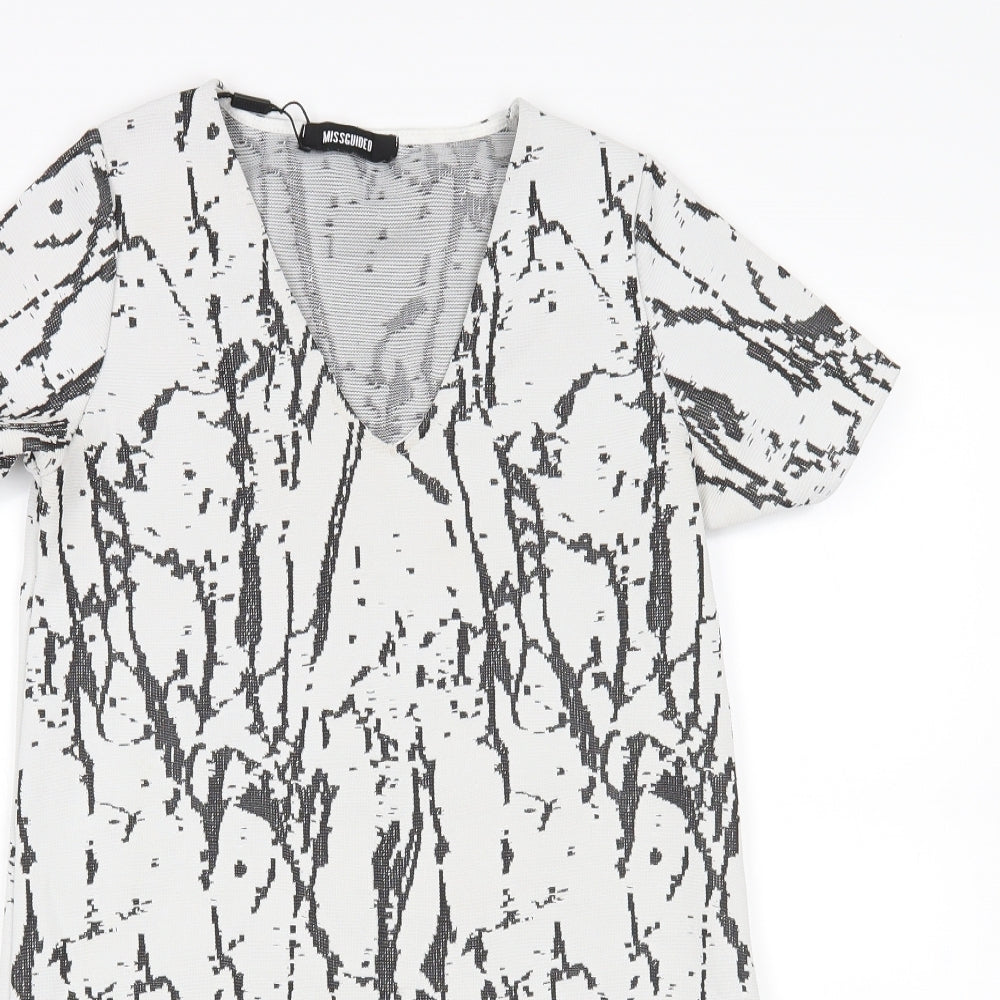 Missguided Womens Multicoloured Geometric  T-Shirt Dress  Size 6