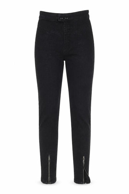 Front view of Edited women’s black skinny jeans, size UK 6, 26-inch leg