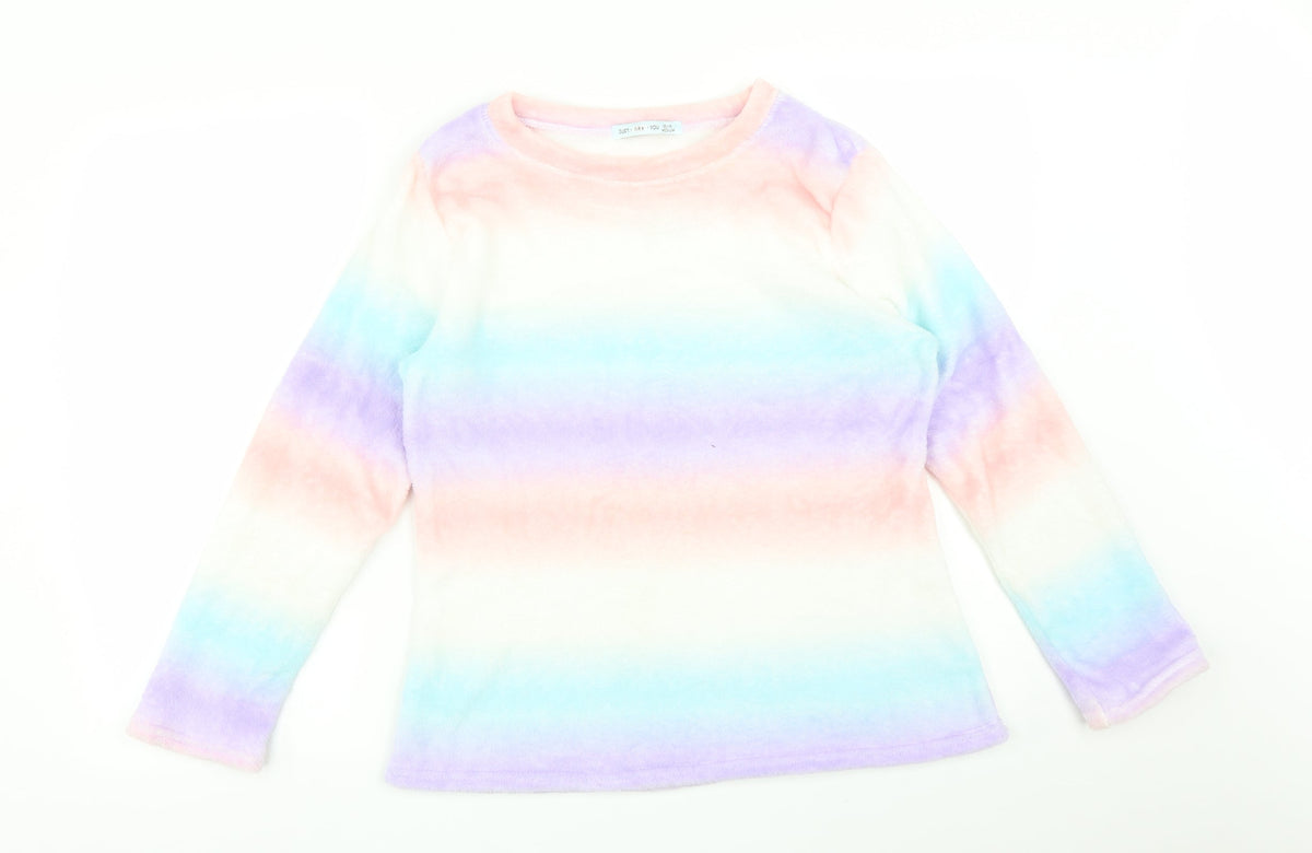 Additional front view of JUST LIKE YOU women’s multicoloured striped pullover sweatshirt, size M