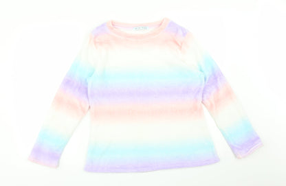 Additional front view of JUST LIKE YOU women’s multicoloured striped pullover sweatshirt, size M