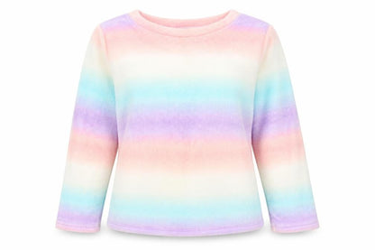 Front view of JUST LIKE YOU women’s multicoloured striped pullover sweatshirt, size M