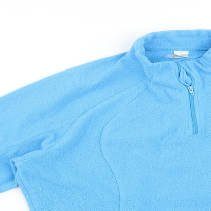 Close-up detail of OXYLANE women’s blue jumper, size L
