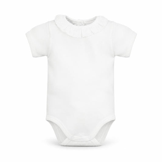 Front view of BABIDU Baby White Babygrow One-Piece, size 3-6, Months