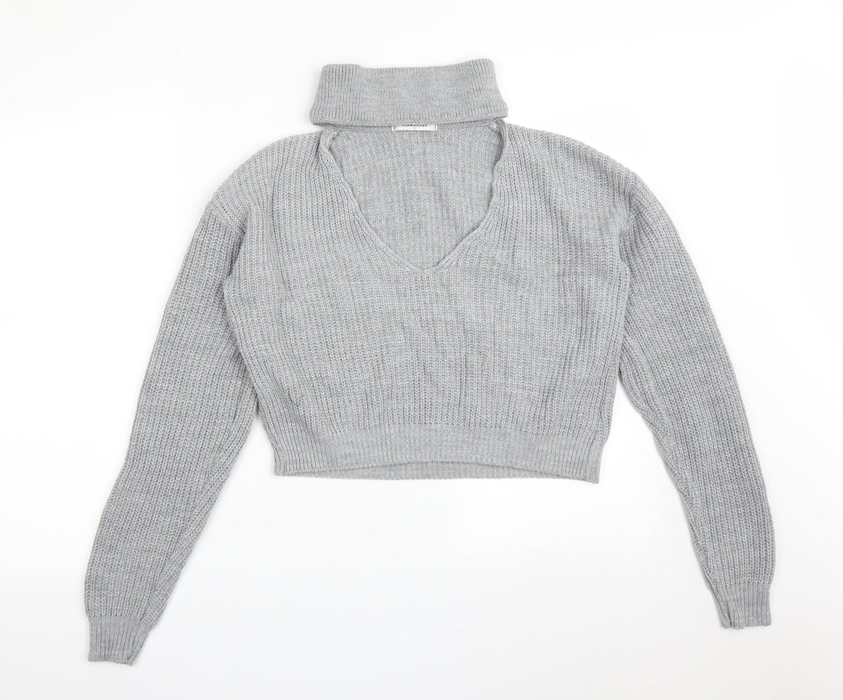 Additional front view of Glamorous women’s grey pullover sweatshirt, size S