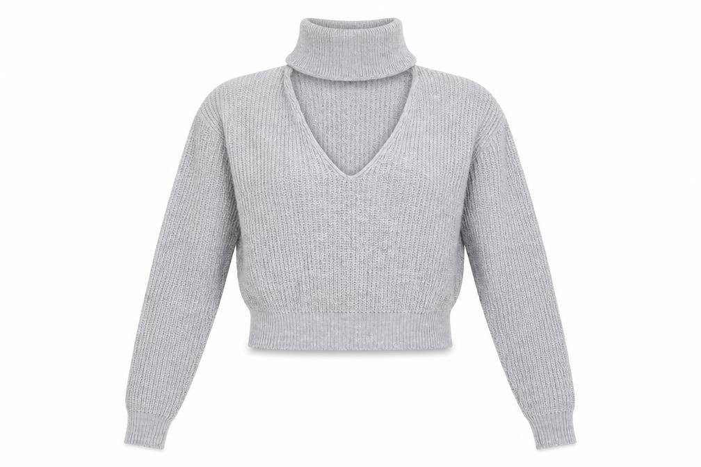 Front view of Glamorous women’s grey pullover sweatshirt, size S