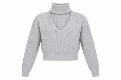 Front view of Glamorous women’s grey pullover sweatshirt, size S