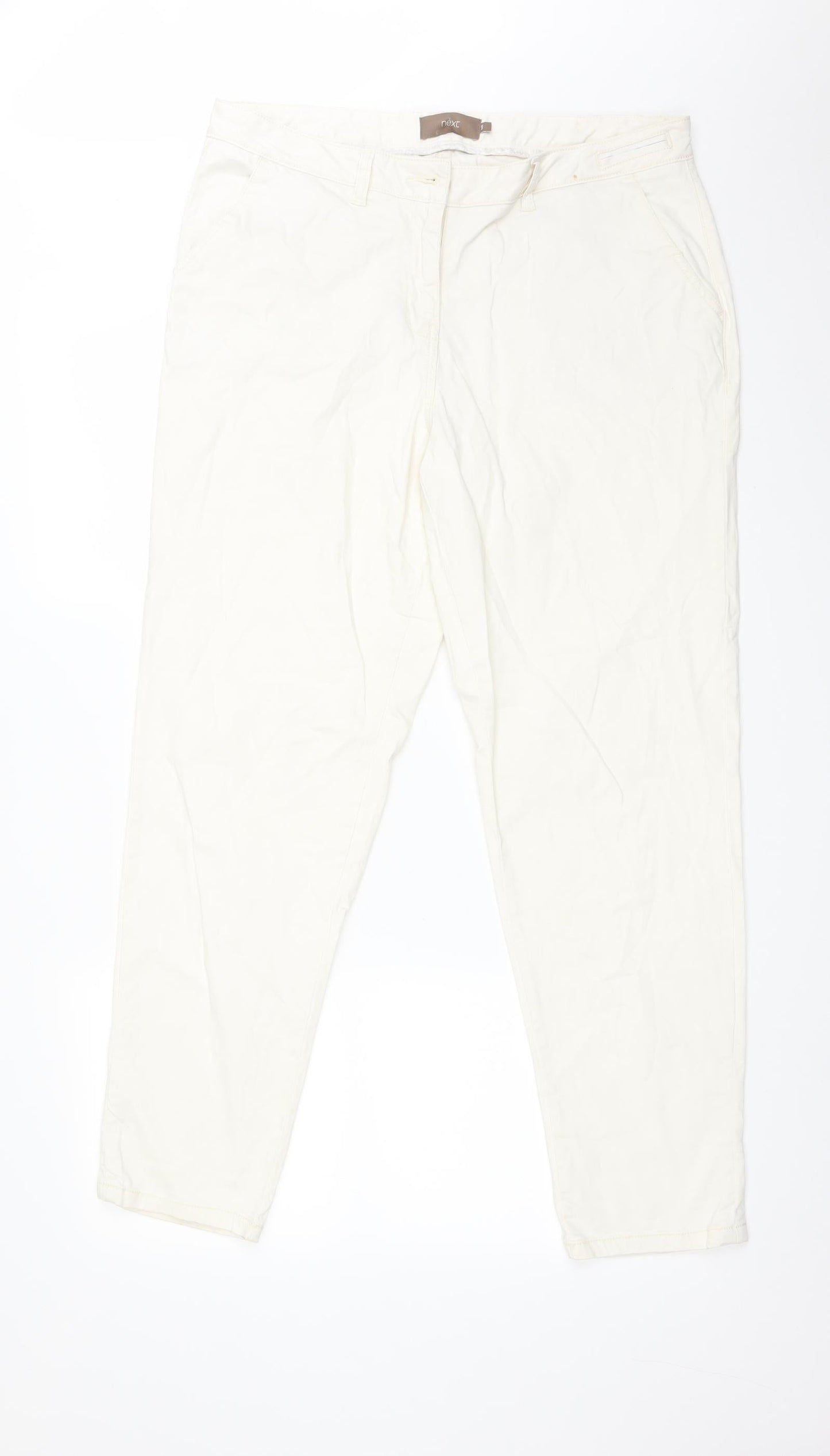 Womens UK Size 14 NEXT Regular Fit Chino White Trousers