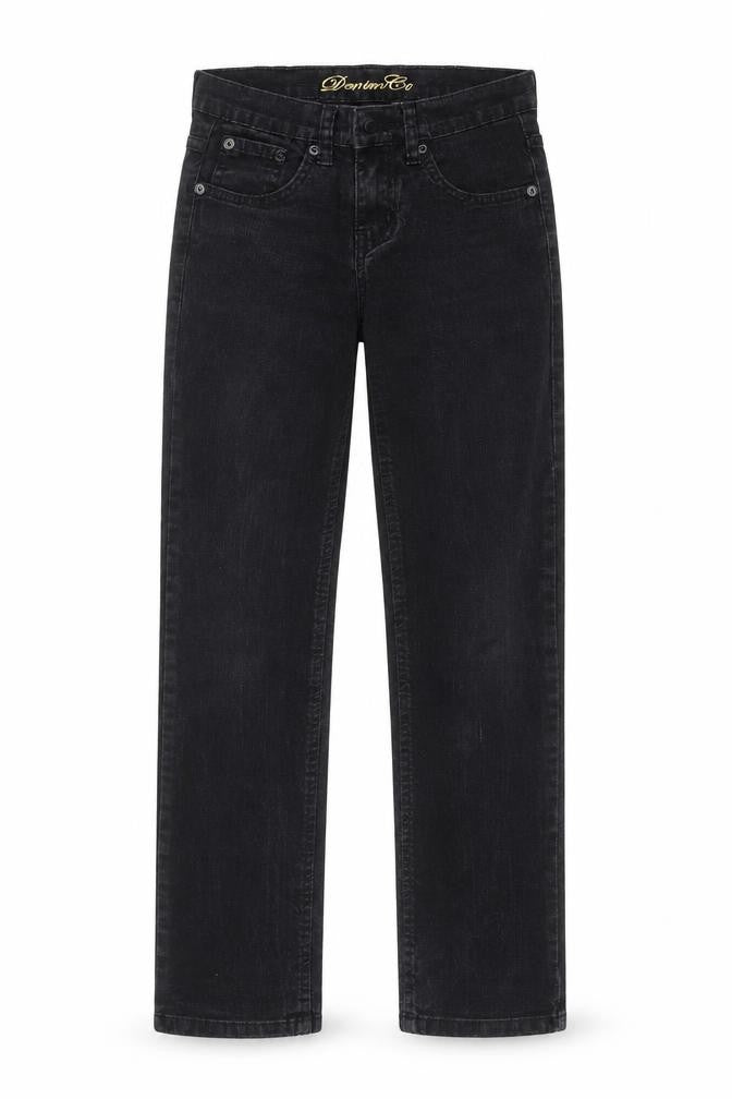Front view of YD girls’ black straight jeans, size 10-11, years