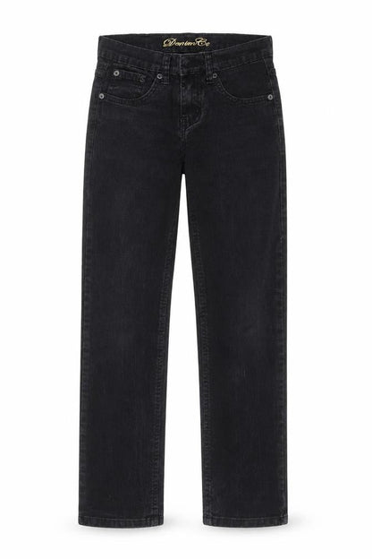 Front view of YD girls’ black straight jeans, size 10-11, years