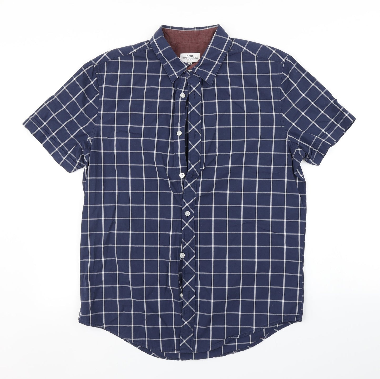 Mens UK Size M NEXT Blue  Button-Up Short Sleeve Casual Shirt