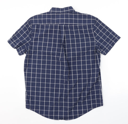Mens UK Size M NEXT Blue  Button-Up Short Sleeve Casual Shirt